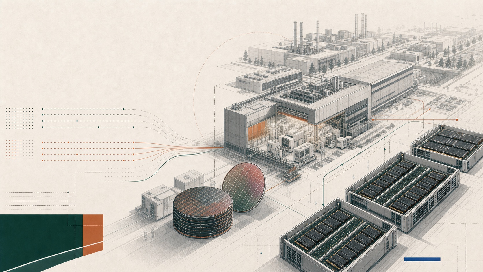 A data-center campus in Norway's hydro-powered, cool climate with distribution and cooling feeding data halls