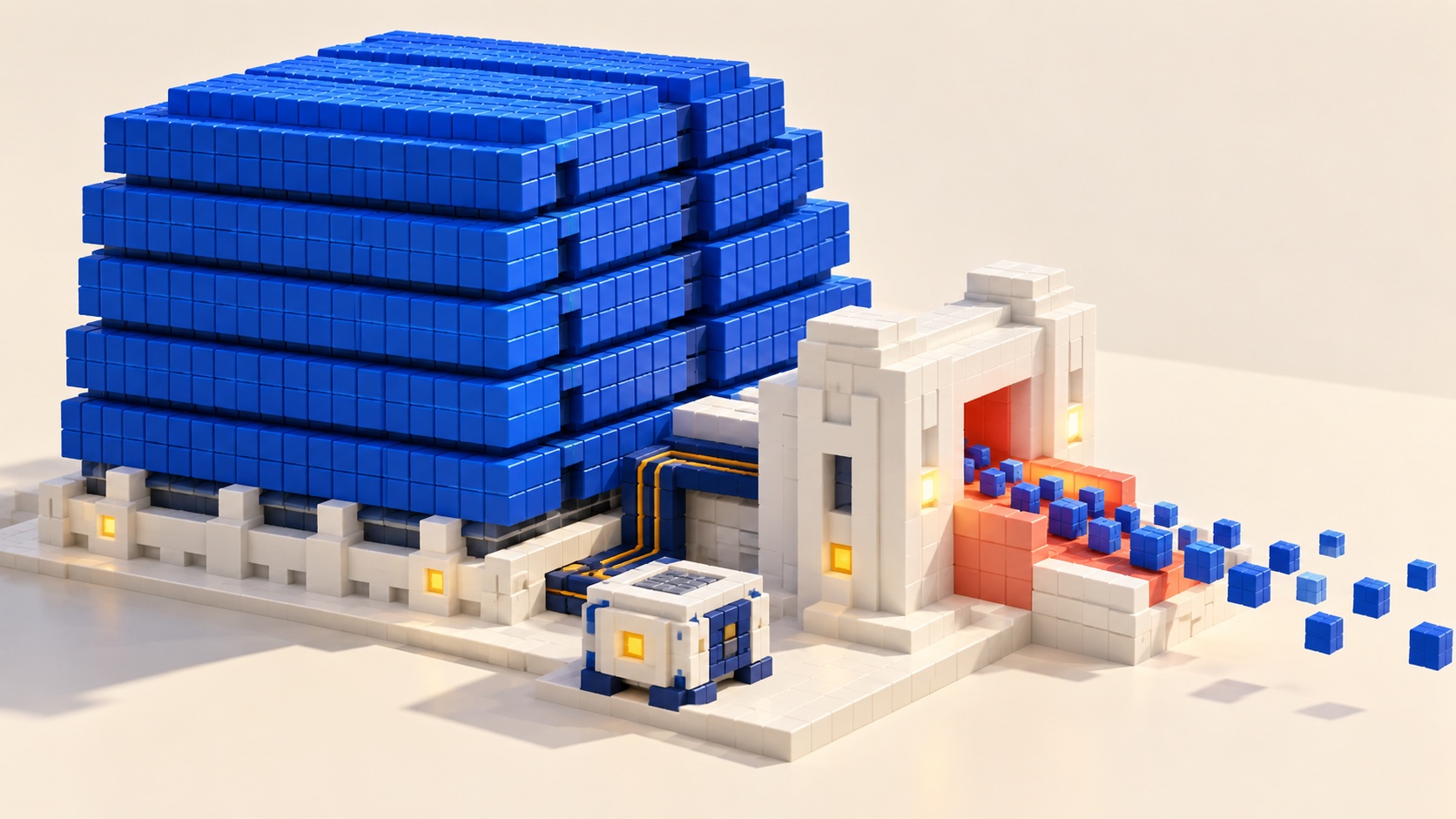 Conceptual voxel illustration of cache compression and compute resources